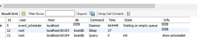 enumerar todos los procesos en mysql