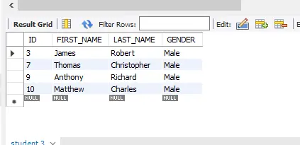 minus operation in mysql - not exists