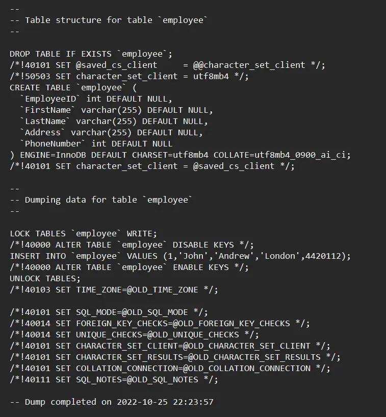 MySQL Copia de seguridad de una sola tabla - Datos de copia de seguridad