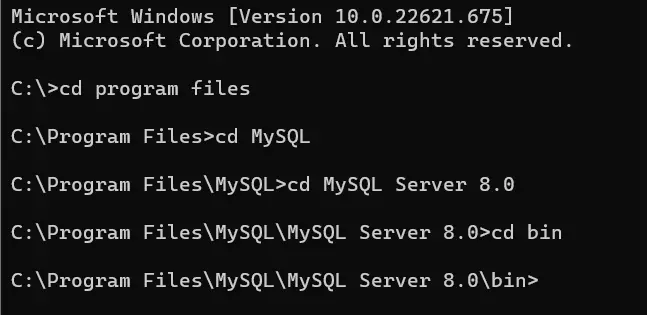 MySQL Copia de seguridad de una sola tabla - Carpeta bin