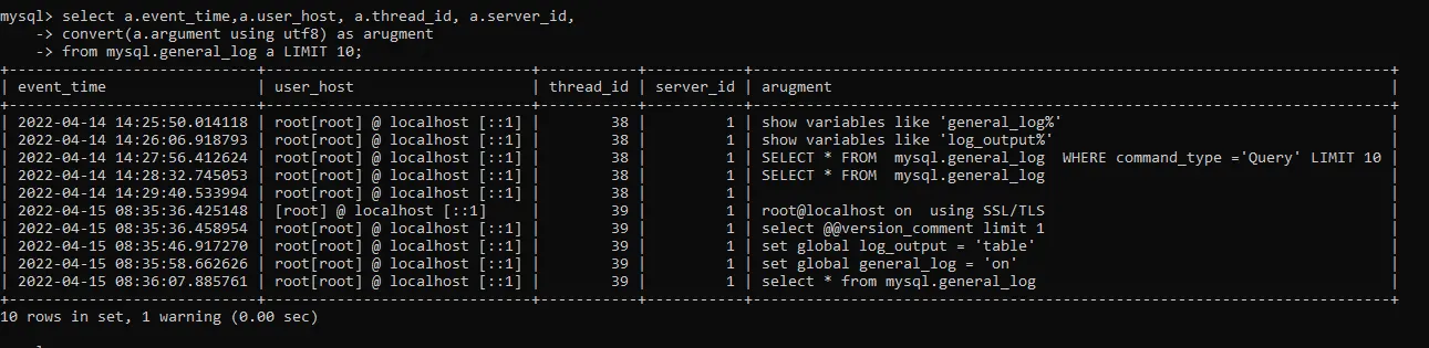 mysql command history cmd