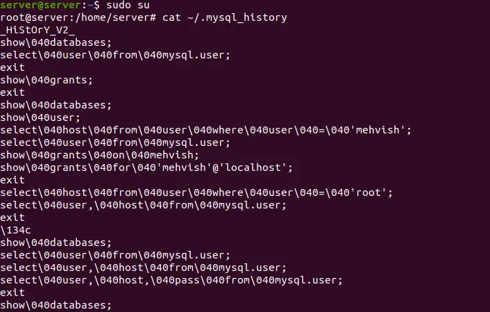 ubuntu パート 1 を使用した mysql コマンド履歴