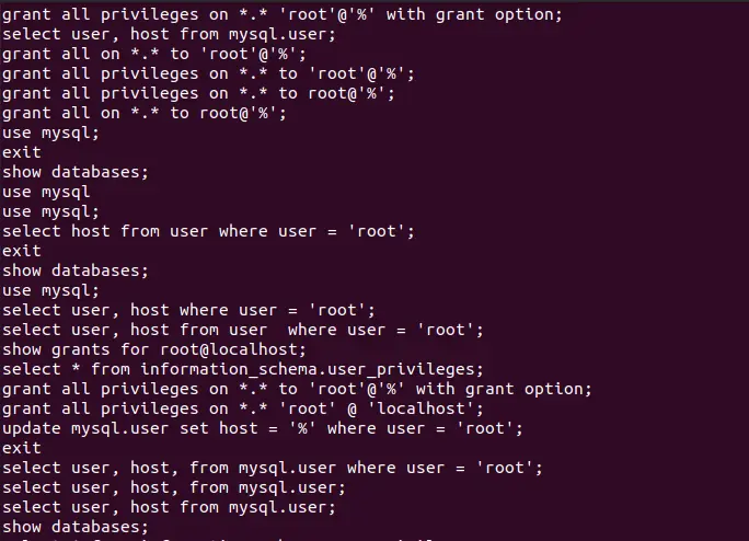historial de comandos mysql usando ubuntu parte dos