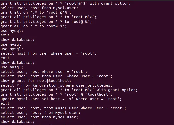 mysql command history using ubuntu part two