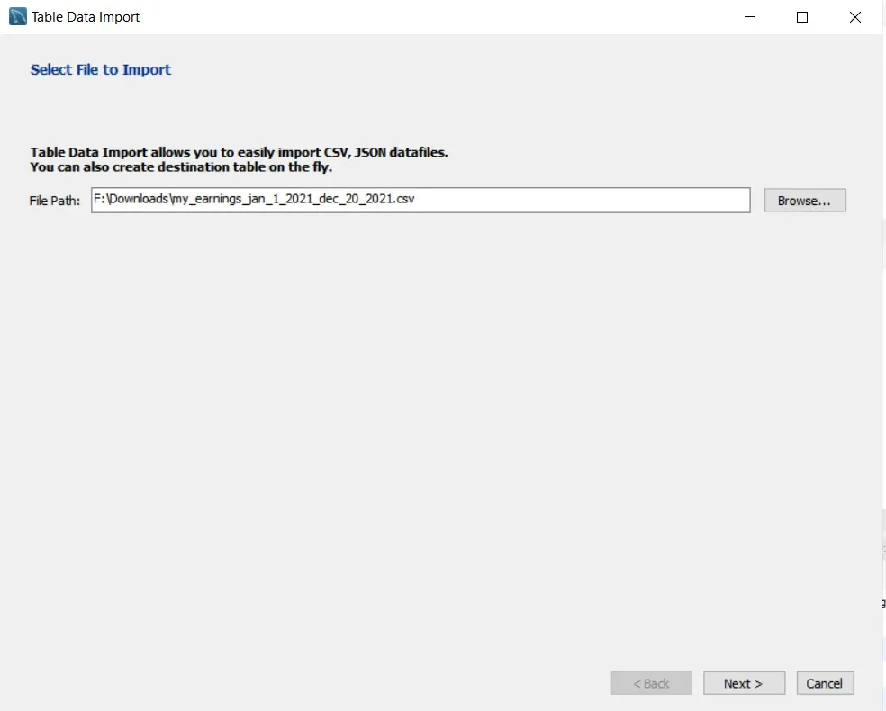 mysql 從 csv 3 建立 trable