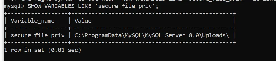mysql secure_file_priv variable