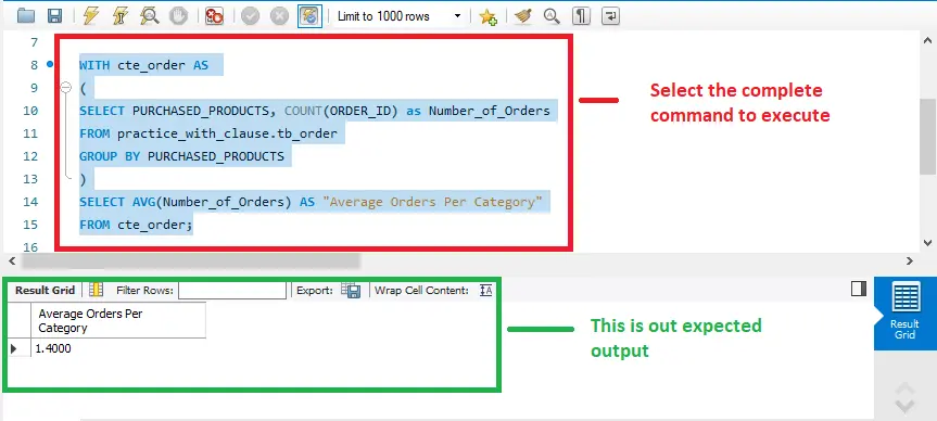 mysql with clause - with clause pratique partie a