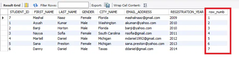 mysql の row_number-セッション変数