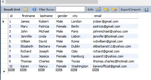 search rows to find substrings in mysql - employee table
