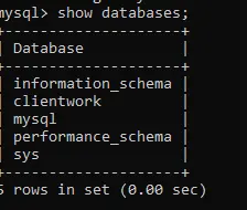 show databases