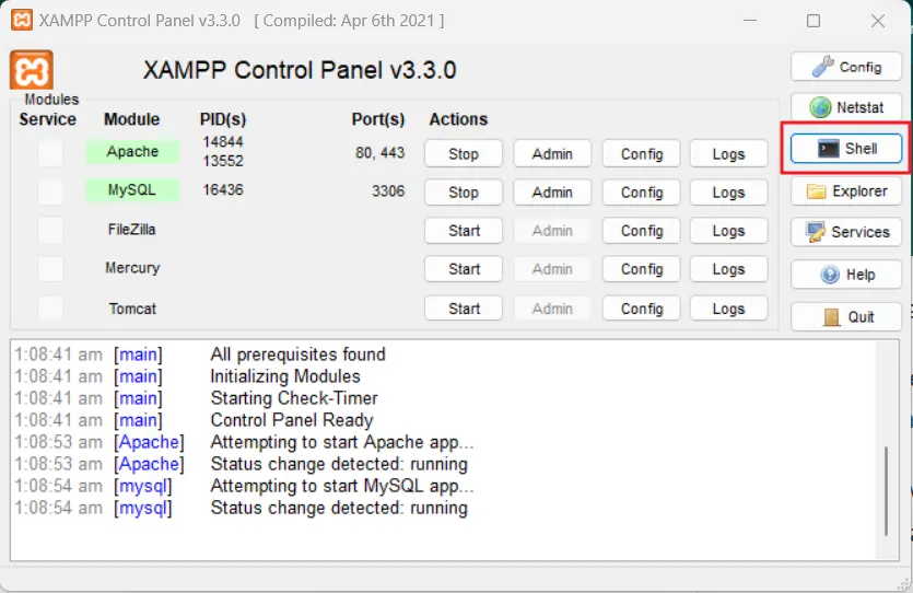 xampp shell