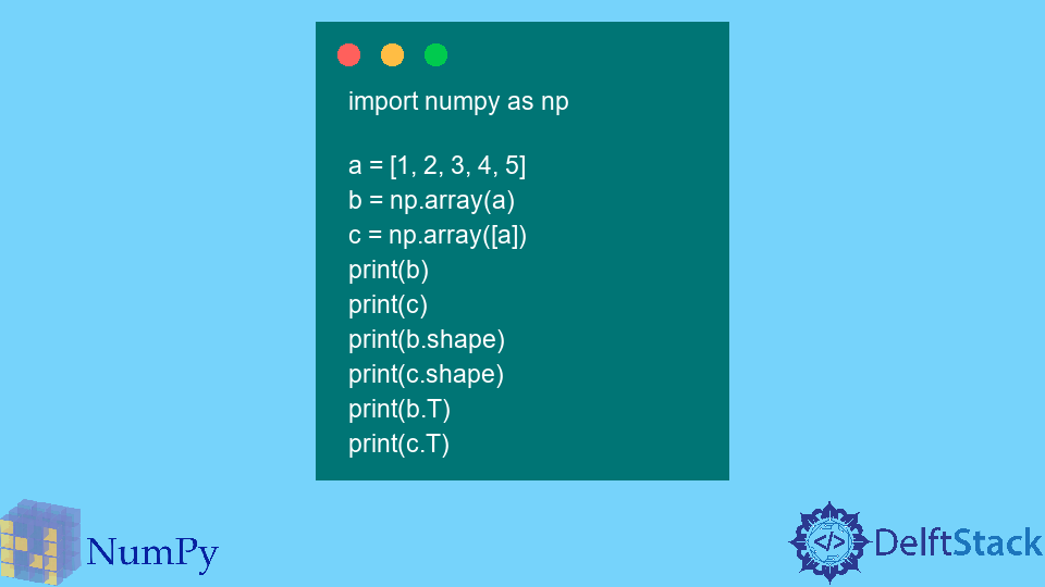Transpose a 1D Array in NumPy