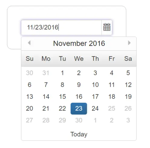 Datepicker using Essential JS for PHP library