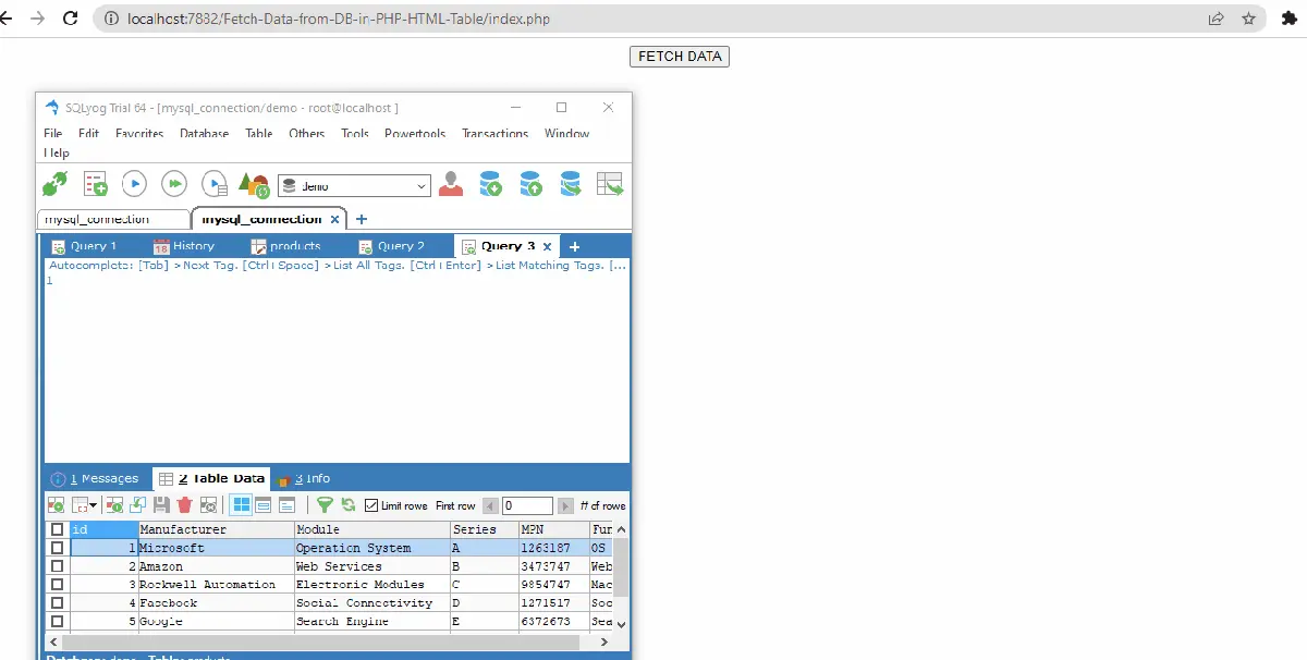 使用 PHP 獲取 SQL 資料庫並在 HTML 表中顯示它