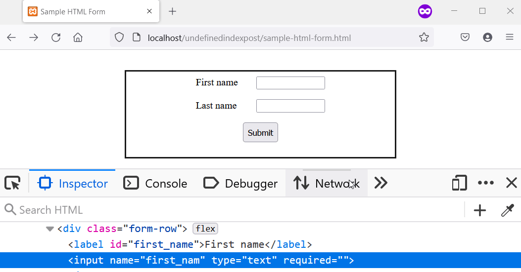 Ausfüllen eines HTML-Formulars mit falschen Namensattributen