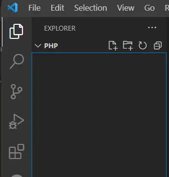The php folder added to VS Code