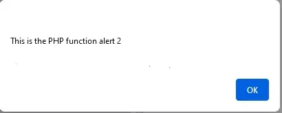 PHP Function Alert Message