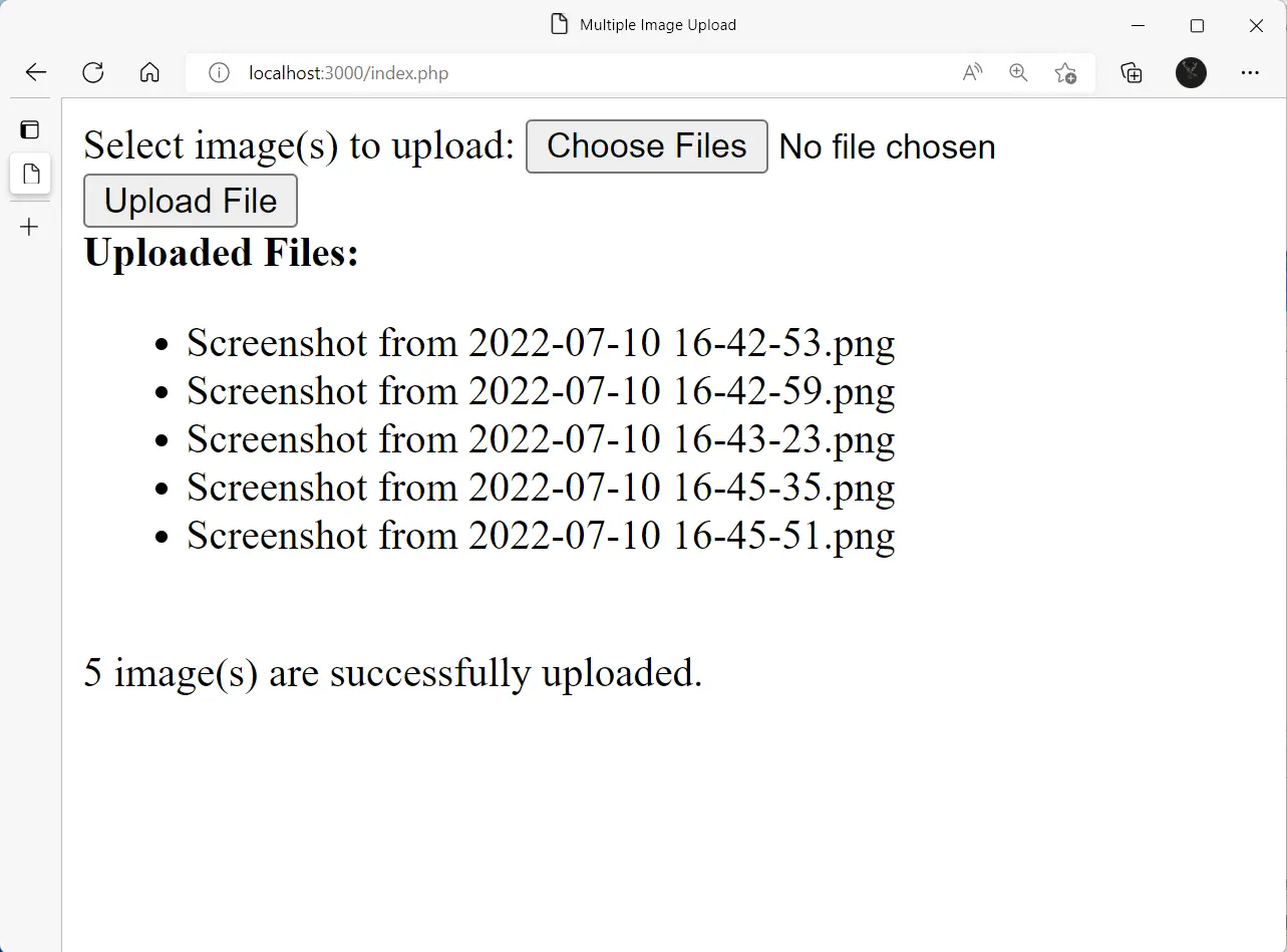 アップロードされたファイルを表示