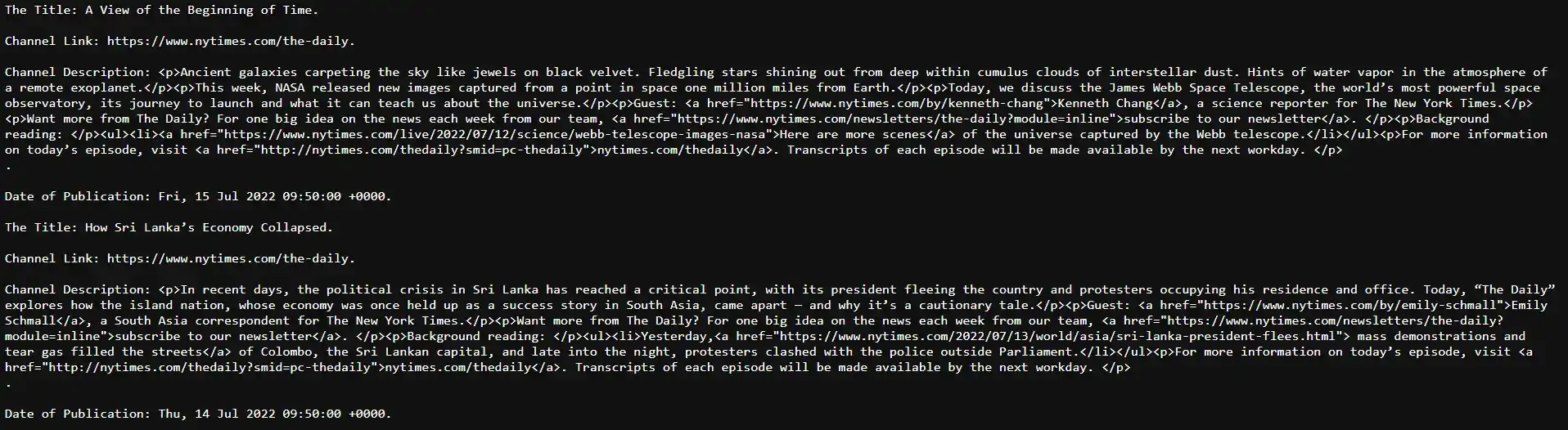 Simplexml 로드 파일을 사용하여 PHP에서 RSS 피드 구문 분석