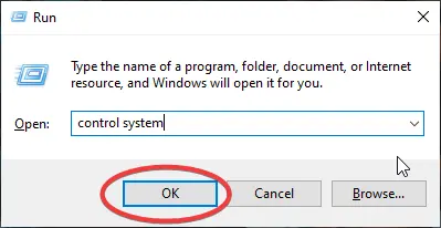 Windows Run dialog box