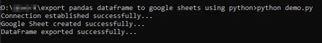 export pandas data frame to google sheets using python - output