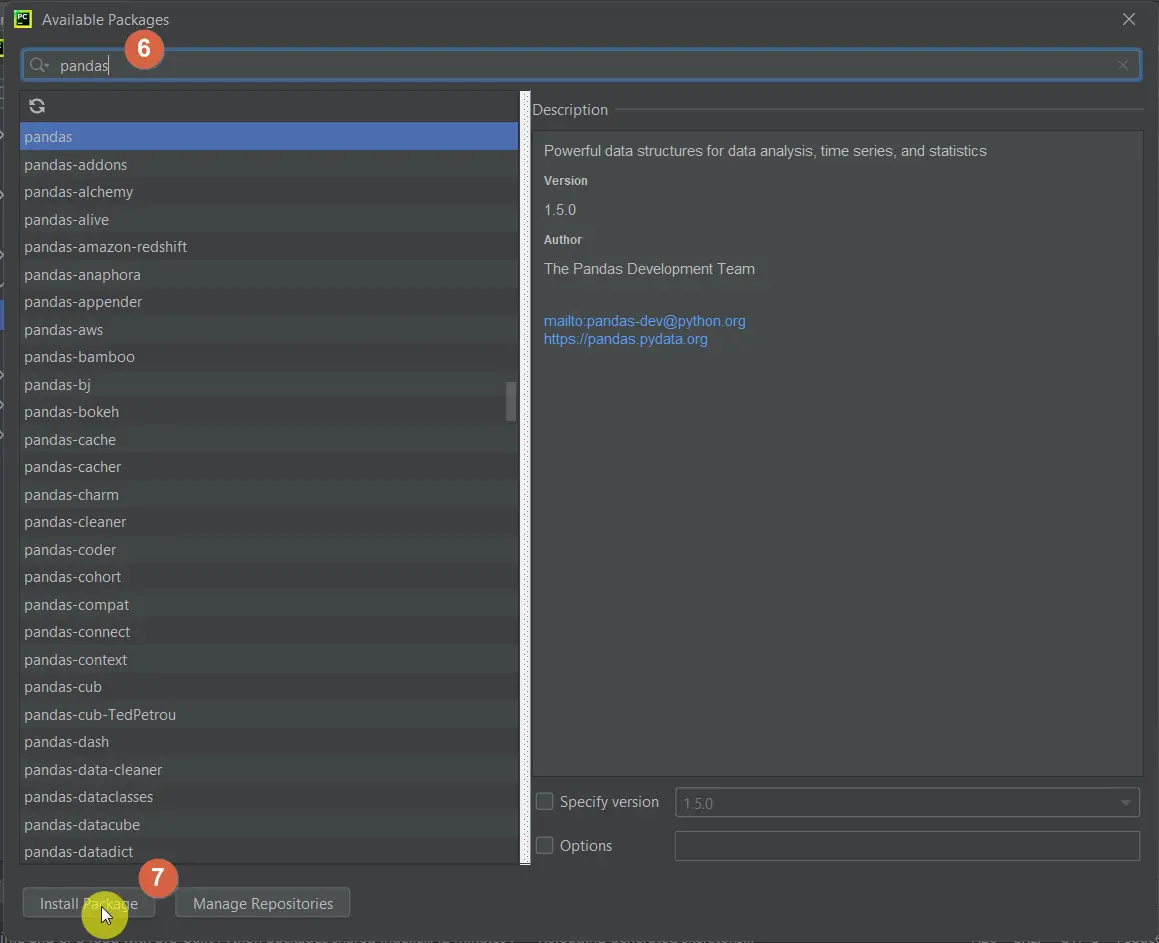 Pandas in pycharm 2 installieren