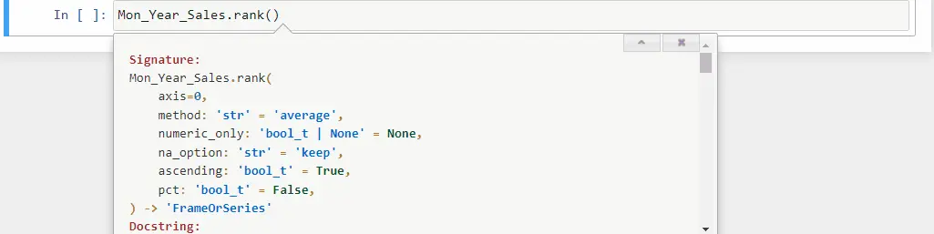 Pandas Rank Function Arguments