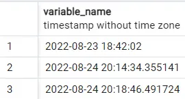 CURRENT_TIMESTAMP without timezone 2