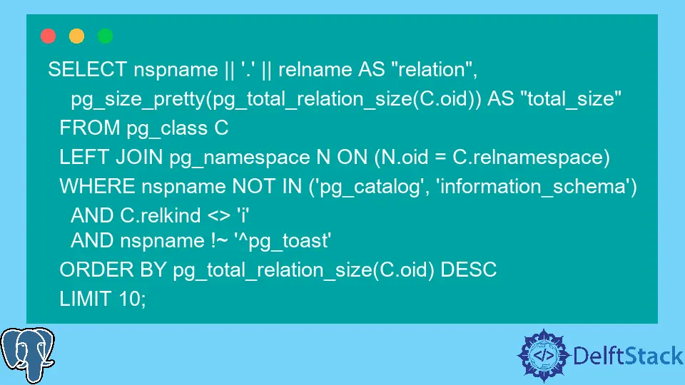 Encuentre el tamaño de disco de una tabla de PostgreSQL y sus índices