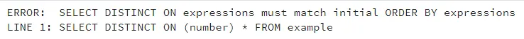 distinct clause in postgresql - output six