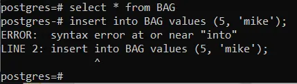 error shows if running a query before a query without the semicolon