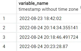 Insertar precisión CURRENT_TIMESTAMP