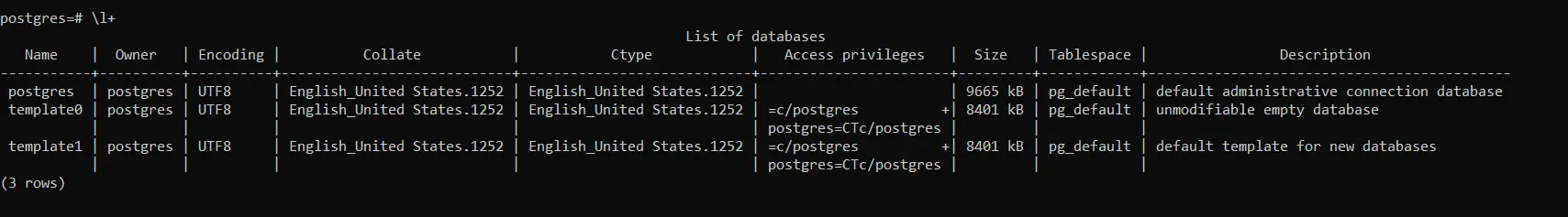 + 추가 없이 사용하는 데이터베이스 목록