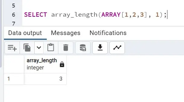 Länge des PostgreSQL-Arrays – Beispiel 1
