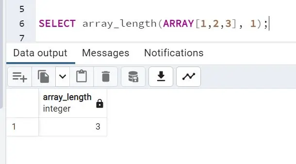 PostgreSQL 配列の長さ - 例 1