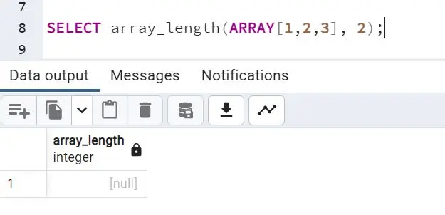 Länge des PostgreSQL-Arrays – Beispiel 3