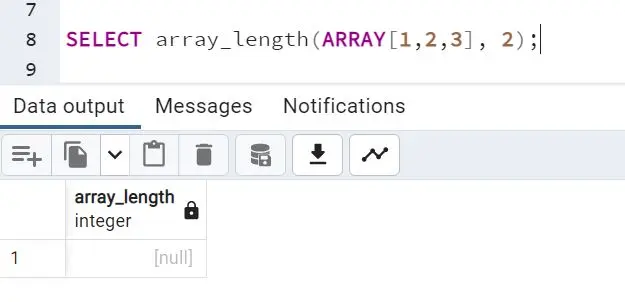 PostgreSQL 배열 길이 - 예 3