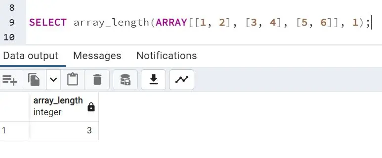 Länge des PostgreSQL-Arrays – Beispiel 4 Abfrage 1