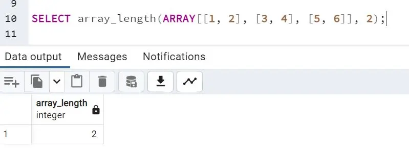 Länge des PostgreSQL-Arrays – Beispiel 4 Abfrage 2