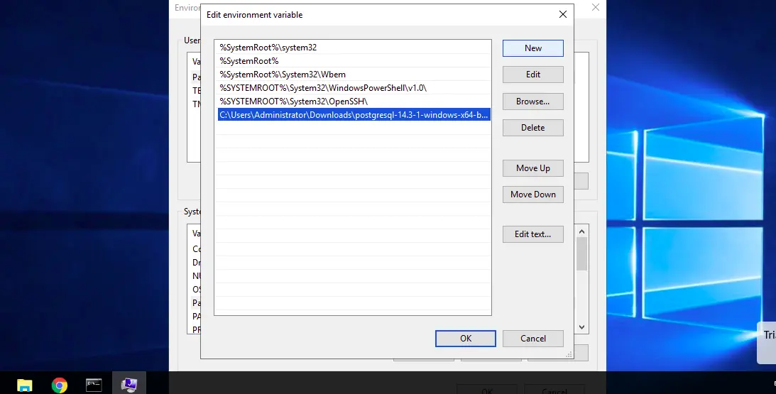 Variable del sistema PostgreSQL