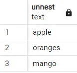 unnest in postresql - output two