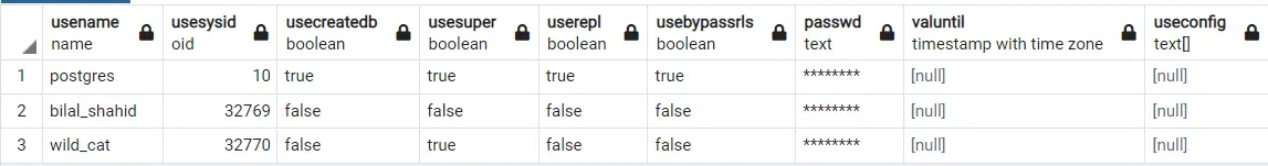 pg user table