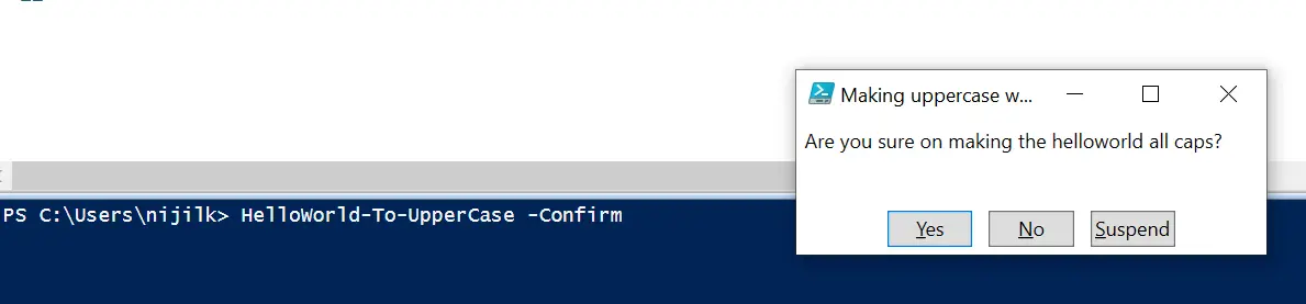 CmdletBinding con il metodo ShouldContinue 1