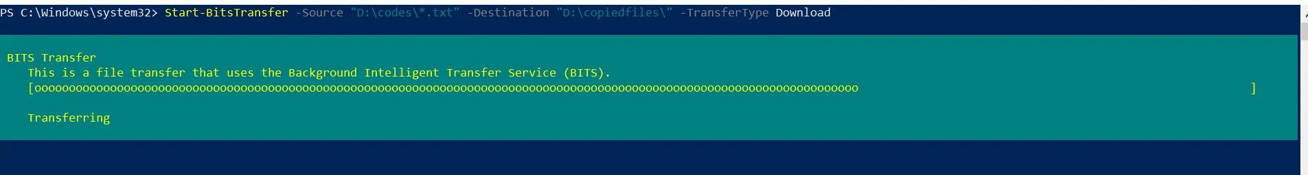 Transferencia de bits de inicio