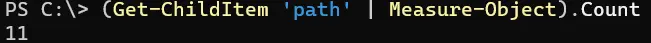 count items in a folder with powershell - output 1
