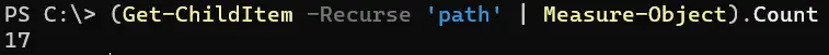 count items in a folder with powershell - output 4
