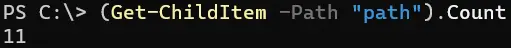 count items in a folder with powershell - output 5