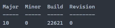 find windows version in powershell - output 1