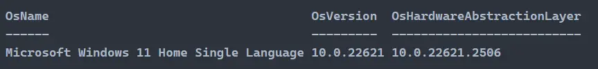 trouver la version de Windows dans PowerShell - sortie 2