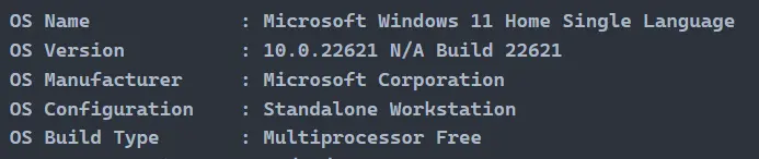 find windows version in powershell - output 4